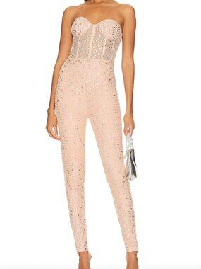 Retrofete Vegas Jumpsuit Bedazzled Peach